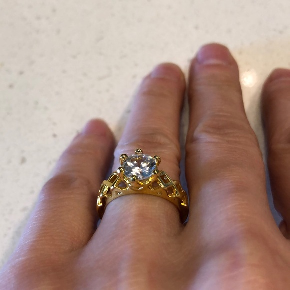 Jewelry - 💕Yellow Gold Tone Engagement Ring CZ💕Fashion Ring💕